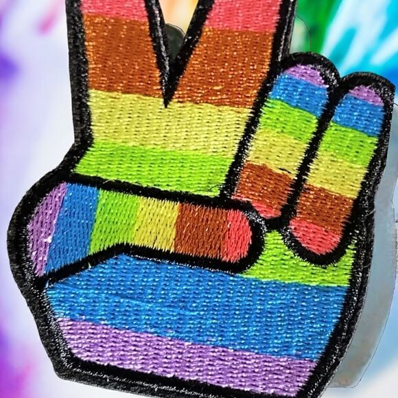 PEACE LGBTQ GAY & LESBIAN Pride Iron-On PATCH BADGE 2.5" x 3.5" Inc SET OF TWO - Picture 9 of 13